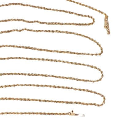 Solid 14K Yellow Gold Long Twisted Rope Chain Link Necklace 31.5" 1.5mm ...