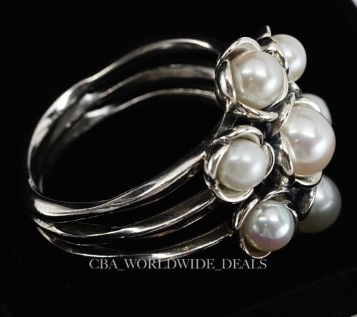 Anillo de perlas de plata esterlina Pandora tamaño: 50 (5) - Imagen 1 de 2