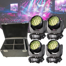 Aura 19x15W 4in1 Led Zoom Wash Moving Head Light DJ Stage Light 4pcs Flight Case