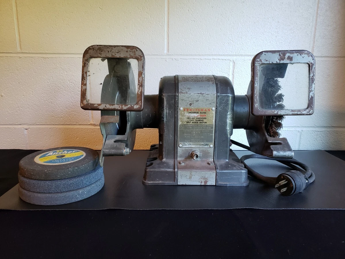 Vintage Craftsman 1 3 HP Bench Grinder w 5 Grinding Wheels Model 397.19580
