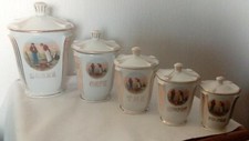 SERIE DE POT A EPICES EN PORCELAINE DECOR SCENE DE L' ANGELUS SIGNE LT FRANCE**