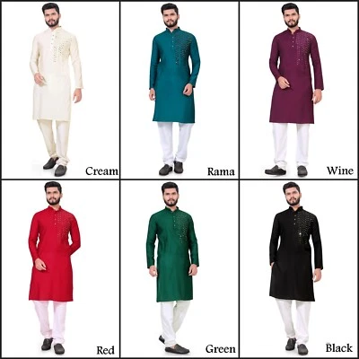 MYCLOTHINGART Traditional Viscose Long Kurta Pajama Set, Party Wear Kurta Set For Men's SP-AI