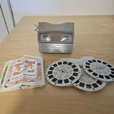 View-Master Sawyers Tan/Grey Viewer Vintage Portland Oregon USA w 3 Disney Slide