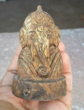 Statua Di Lord Ganesha Vintage In Legno Intagliata A Mano Collezionabile W768
