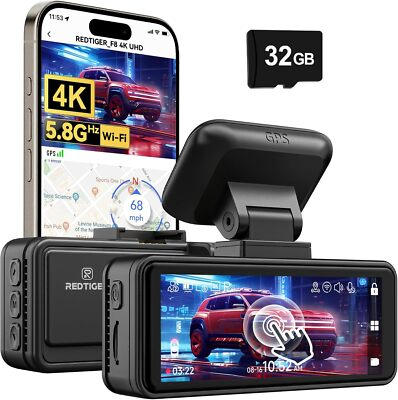 #ad REDTIGER 4K Dash Camera Front5.8G WiFi3.18#x27;#x27; Touch Screen Dash Cam for Cars $49.50
