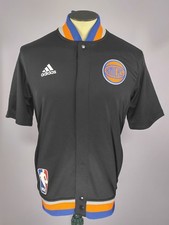 adidas Faster Warm Up Jacket NBA New York Knicks Black Button Up Men's Size S M