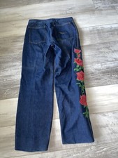 Vintage 70s Bell Bottom SZ 34/15 Jeans Floral Embroidered Vik Vizette Hippy Boho
