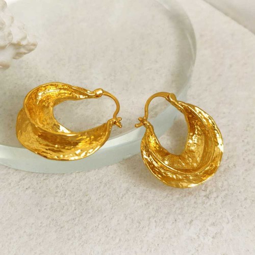 Fashion Bohemian style Gold plating Baroque basket Earrings Women Hoop Ear Cuff - Picture 2 of 10
