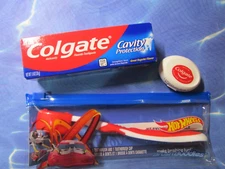 Hot Wheels Oral Care Kit ( Toothbrush, Toothpaste, Floss ,Toothbrush Cap & Bag )