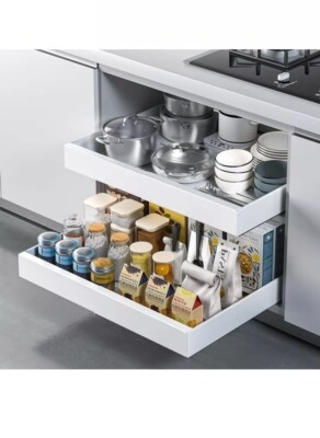 Expandable Pull Out Cabinet Organizer Adhesive,Peel And Stick 12.4 x20.47  White