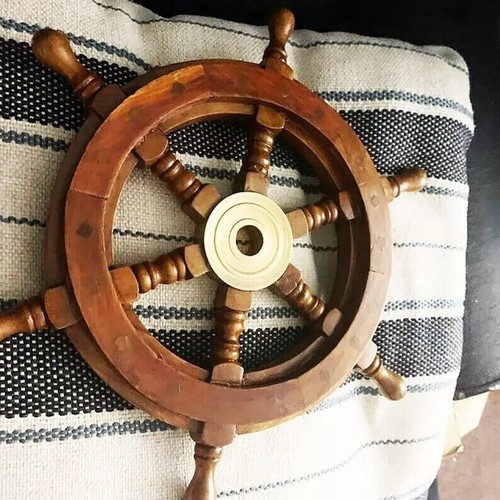 Boat Ships Brass Gift Pirate Sea Nautical Wheel Wall Décor 24'' Vintage Antique - Picture 2 of 5