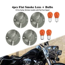 Smoke Turn Signal Lens Cover w/ 4pcs Bulbs For Harley Touring Heritage Softail