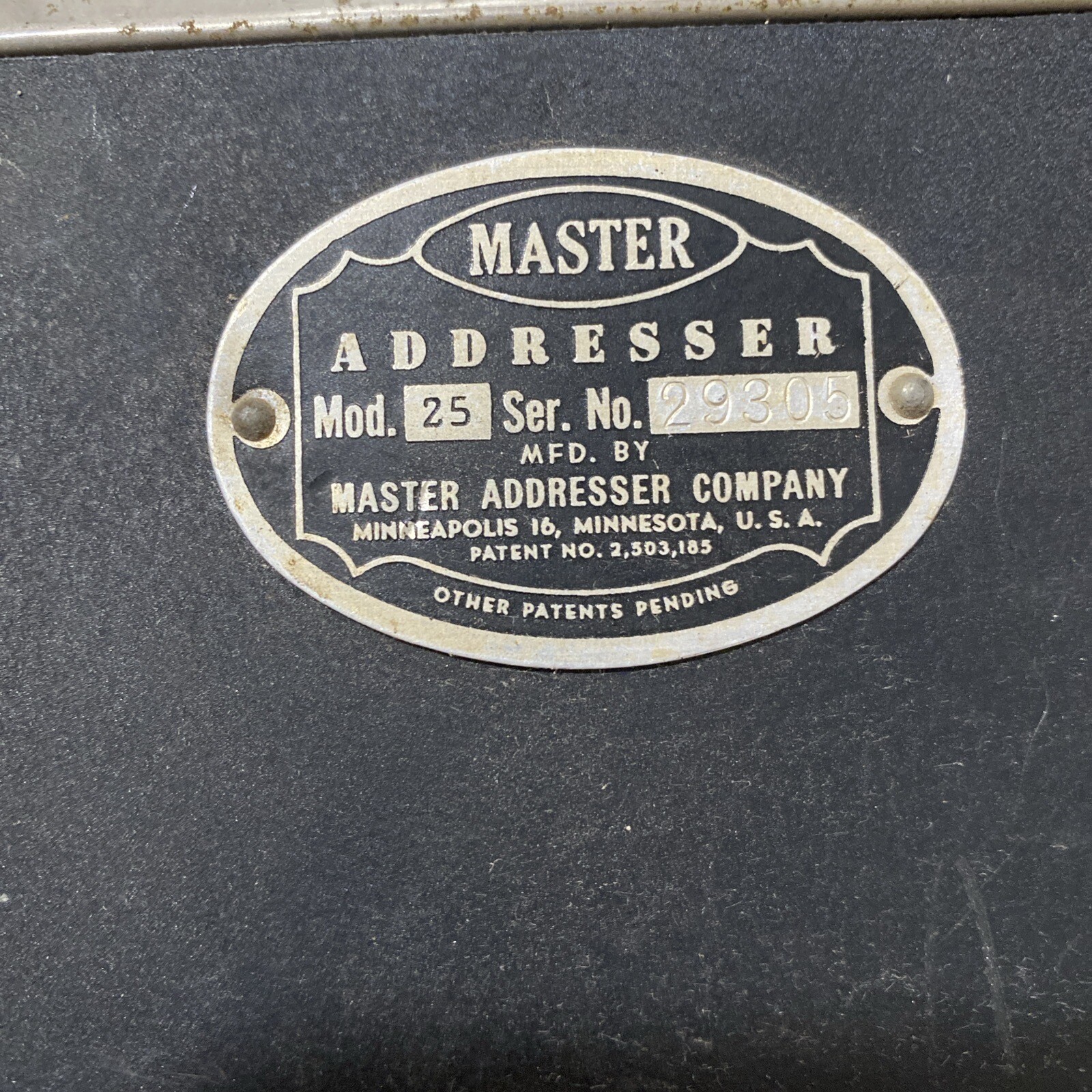master addresser company - master addresser model 25 Minneapolis ...
