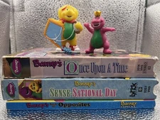 Barney Once Upon a Time Rare White Tape VHS Book Toy Lot