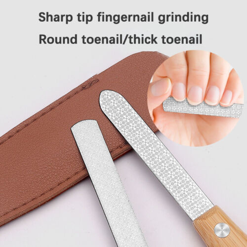 Stainless Steel Toe Nail File Bamboo Handle Nail Grinding Frosting Strip - Bild 1 von 14