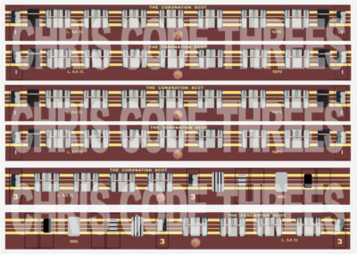 Selbstklebende Vinyl-Wagenaufkleber Anzug Spur N Graham Farish - LMS Scot purpurrot 3er-Packung