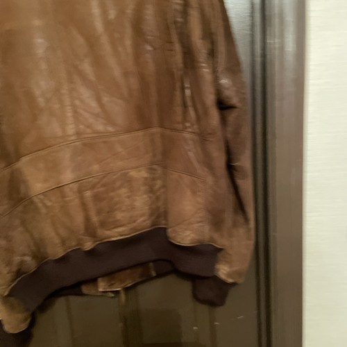 Banana Republic Jacket Mens 46 Safari Brown Leather Vintage Bomber Distressed - Picture 12 of 14