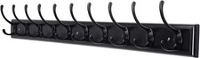Wall Mounted Coat Hanger Rack 10 Double Hooks 38-1/4" Long, 16" Hole to Hole