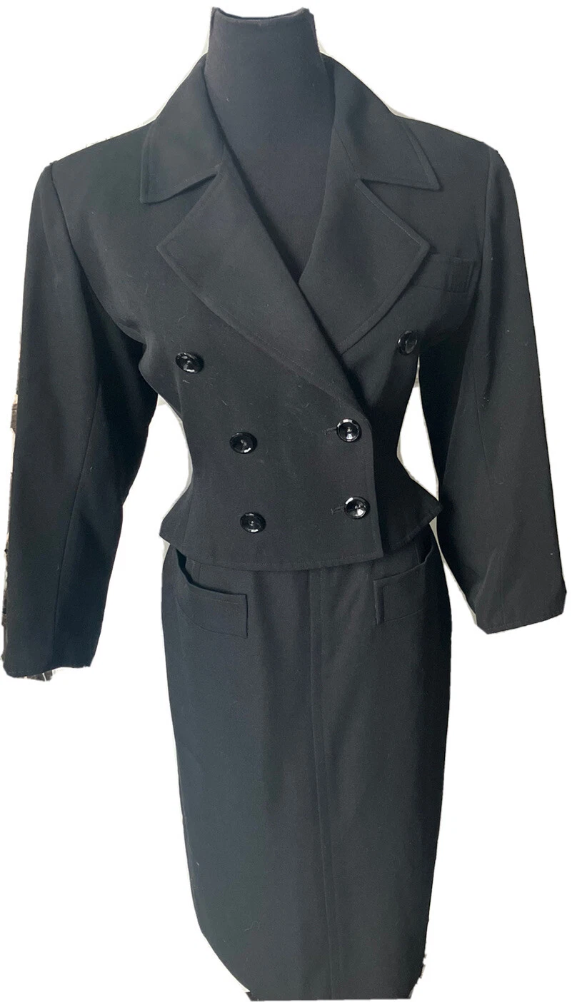 SAINT LAURENT (YSL) Vintage Yves Saint Laurent Rive Gauche nero Tuta gonna doppiopetto 38 nuova con etichetta