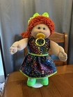 1980s Cabbage Patch Kid Red Hair Green Eyes Stars Dress Paci Cute Single Pony
