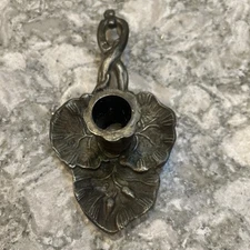 Vintage Bronze Cross Vine Three Leaf Candle Holder