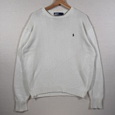 Vintage Polo Ralph Lauren Knit Sweater Mens Large Solid White Cream Pullover