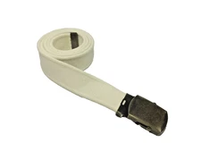 Men's White, Stonewashed Soft Cotton Fabric Web Belt, 1.5" x 42", Made in USA