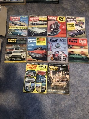 1960-1964 Motor Trend Magazine Lot Of 10 Different- All Complete-Vintage