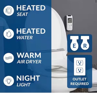 Bliss BB2000 Electric Bidet Seat for Elongated Toilets in White G2U