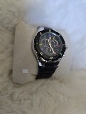 MICHELE Tahitian 40mm Chronograph Quartz Date Black Dial Rubber Strap Watch