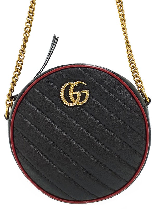 Gucci GG Marmont Mini Round Chain Shoulder Bag 550154 T1330