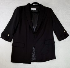Zara Black Blazer With Cropped Sleeves And Gold Buttons Size Small