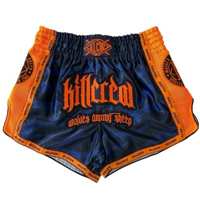 Kill Crew Apparel Must Thai Fight Shorts Tiger Orange /Blue Size: S NWT