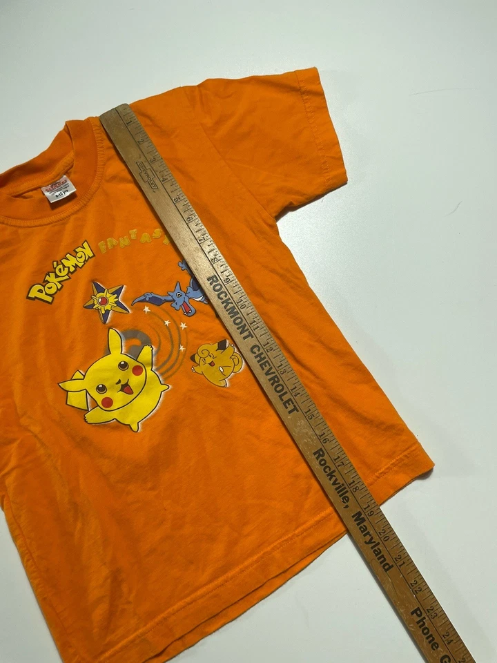 Vintage 2000s Pokémon Kids T Shirt Pikachu Golbat Staryu Orange 9-10 Y - Image 4 of 4