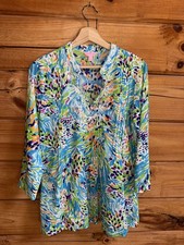 LILLY PULITZER  Jeweled Top "Sarasota Sea Soire" Beaded Tunic Sz S