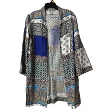 NWT Chicos Linen Topper 3/4 Sleeve Open Front Lightweight Top Jacket Size 2