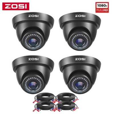 ZOSI 4x HD 1080P Dome PIR Überwachungskamera mit Kabel Netzteil für CCTV DVR Set