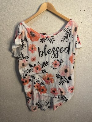 SJS Women s Blouse  Floral  Blessed  Size 3X