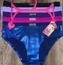 Paris Hilton ~ Women's Bikini Underwear Panties Nylon Blend 5-Pair Foil ~ L