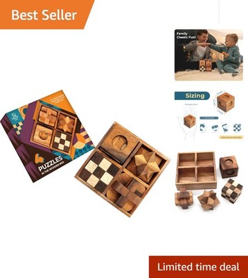 Unique Wooden Puzzle Box Set - 4 Interlocking Challenges for Mind and Decor