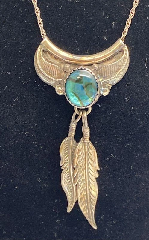 Pendientes colgantes/postes circulares J.W .925 pluma cabujón azul BD 2 piezas 14,6 g Foto 3 de 4