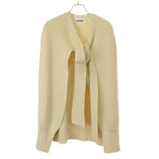 JIL SANDER 24SS Striped Cape Knit Coat J03ZZ0136 J14698 White 32 Used MESC-0