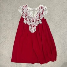 Wrangler Red Tunic Crochet Lace Sleeveless Casual Summer Women's Small