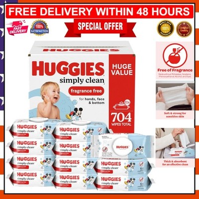 Huggies Simply Clean Family Wipes - Hypoallergenic, Unscented with 704 Wipes