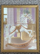 Gorgeous 1980  s Foil Picture Of A Rocking Horse Foil Print Ideal For Nursery