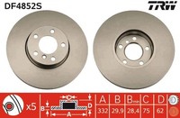 2X Bremsscheibe TRW Single DF4852S FüR BMW X5 X6 E72 F86 F85 E70 E71 F16 F15