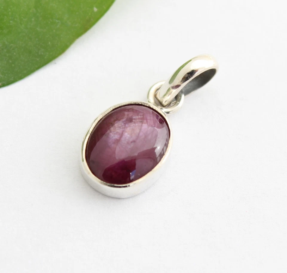 Sternrubin Anhänger gefasst 925 Silber Edel Geschenk Edelstein Rot Stern Rubin - Bild 2 von 4