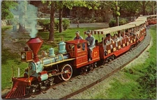 c1960s ST. LOUIS ZOO Missouri Postcard "All Aboard the Zoo Line" Miniature Train