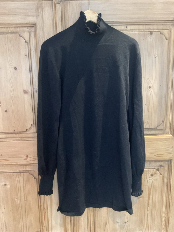 Strickkleid Von Sportmax Neu Gr. XL Schwarz Mit Offenen Ärmeln - Bild 4 von 4