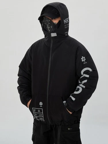 Niepce Men's Techwear Streetwear Hooded Jacket Black Windbreaker Zip Up Coat image 7